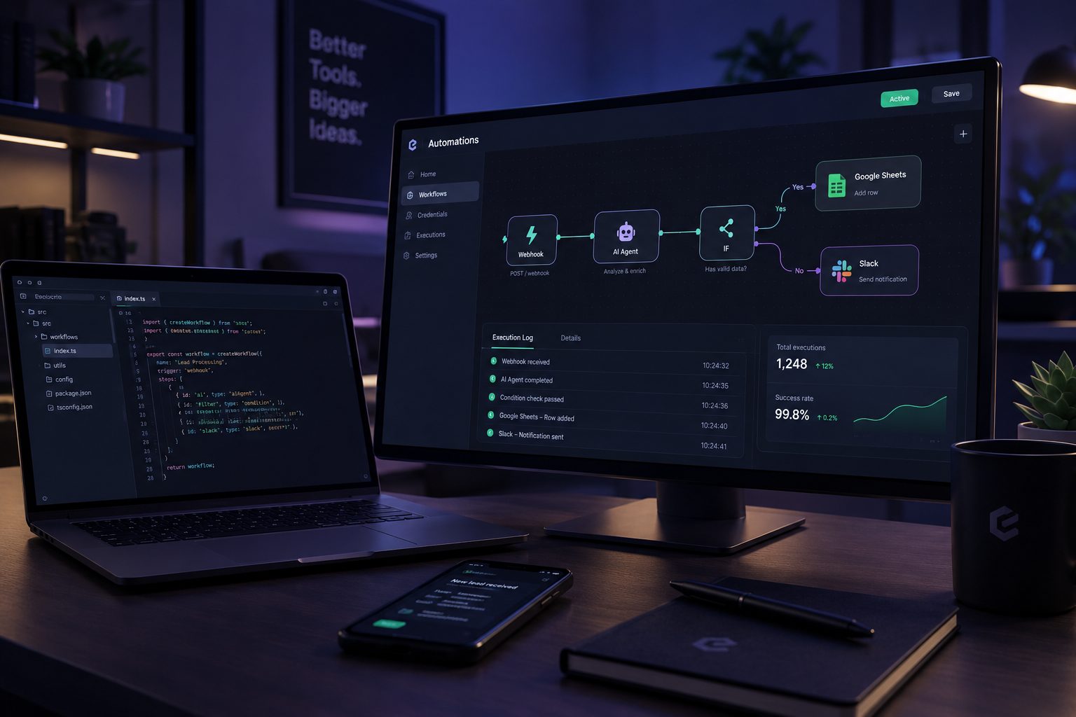 Panel de automatización de CobaForge en funcionamiento